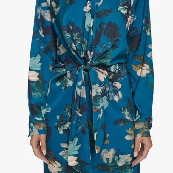 Calvin Klein Front-Knot Detail Long Sleeve Wrap Dress - Picture 12 of 13